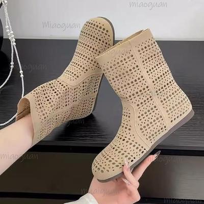 Fashion Flats Women Sandals Summer Hollow Cozy Walking Boots Casual Fashion Woman's Shoes 2025 New Trend Women’s Zapatillas Breathable