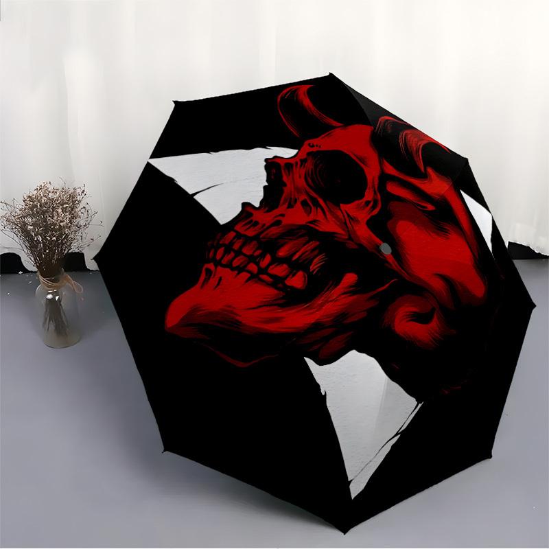 1pc Devil Horns Fashionable Automatic Opening/Closing Folding Umbrella with 8 Bones, Windproof Portable, Daily Use051