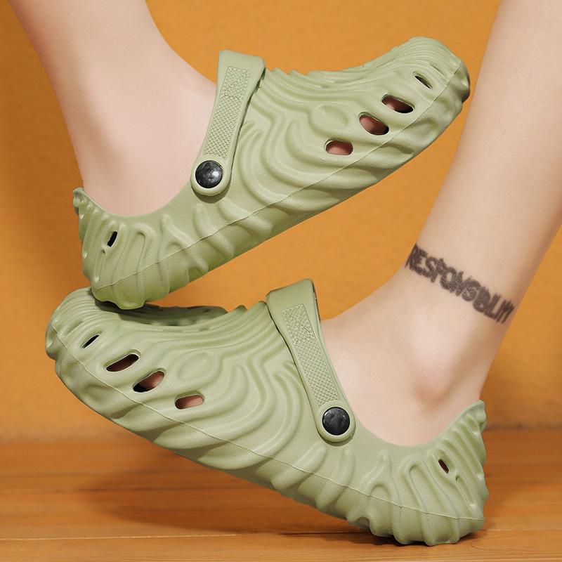 2024 large size sandals men's new summer coconut hole shoes men's bag head sandals couple beach slippers