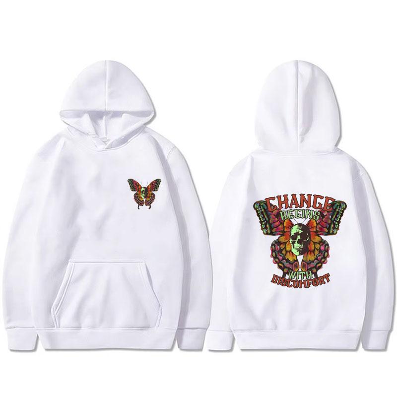 Change Begins with Discomfort Graphic Print Hoodie Unisex Gym Fitness Oversized Sportswear Men Women Hoodies