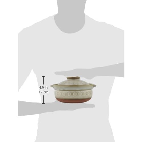Banko Ware Ginpo Hana Mishima Extra Deep Pot, No. 6, Serves 1-2, Approx. 19cm Diameter x 15cm Height, Heat and Microwave Safe, Made in Japan, Product