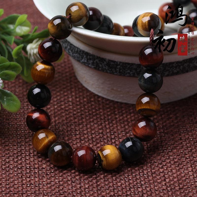 Hongchu Crystal Tri-Colored Tiger Eye Stone Loose Beads DIY Bracelet Accessories Tri-Colored Tiger Eye Stone Loose Beads