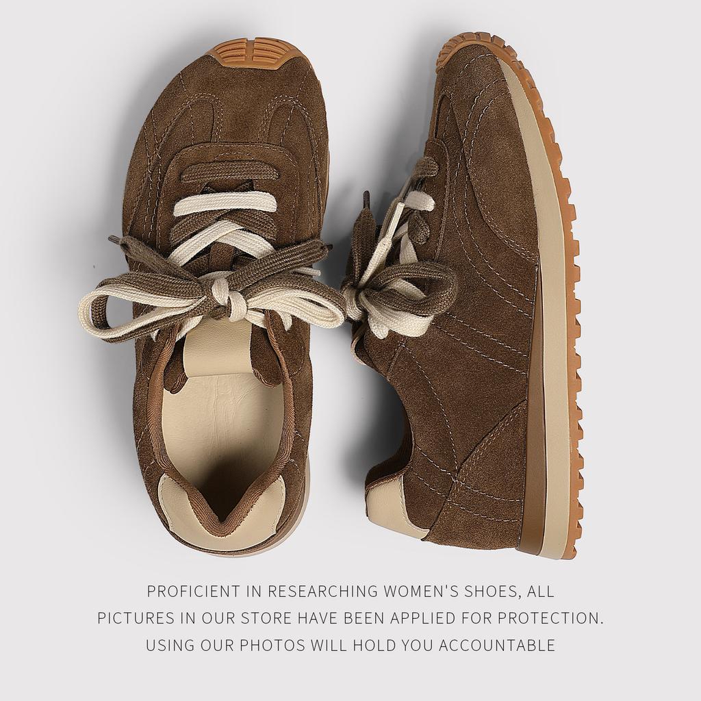 Sports And Leisure Shoes Women'S Annual Round Head Lace-Up Fashionable Retro Lightweight Casual Moral Training Shoes Running Shoes