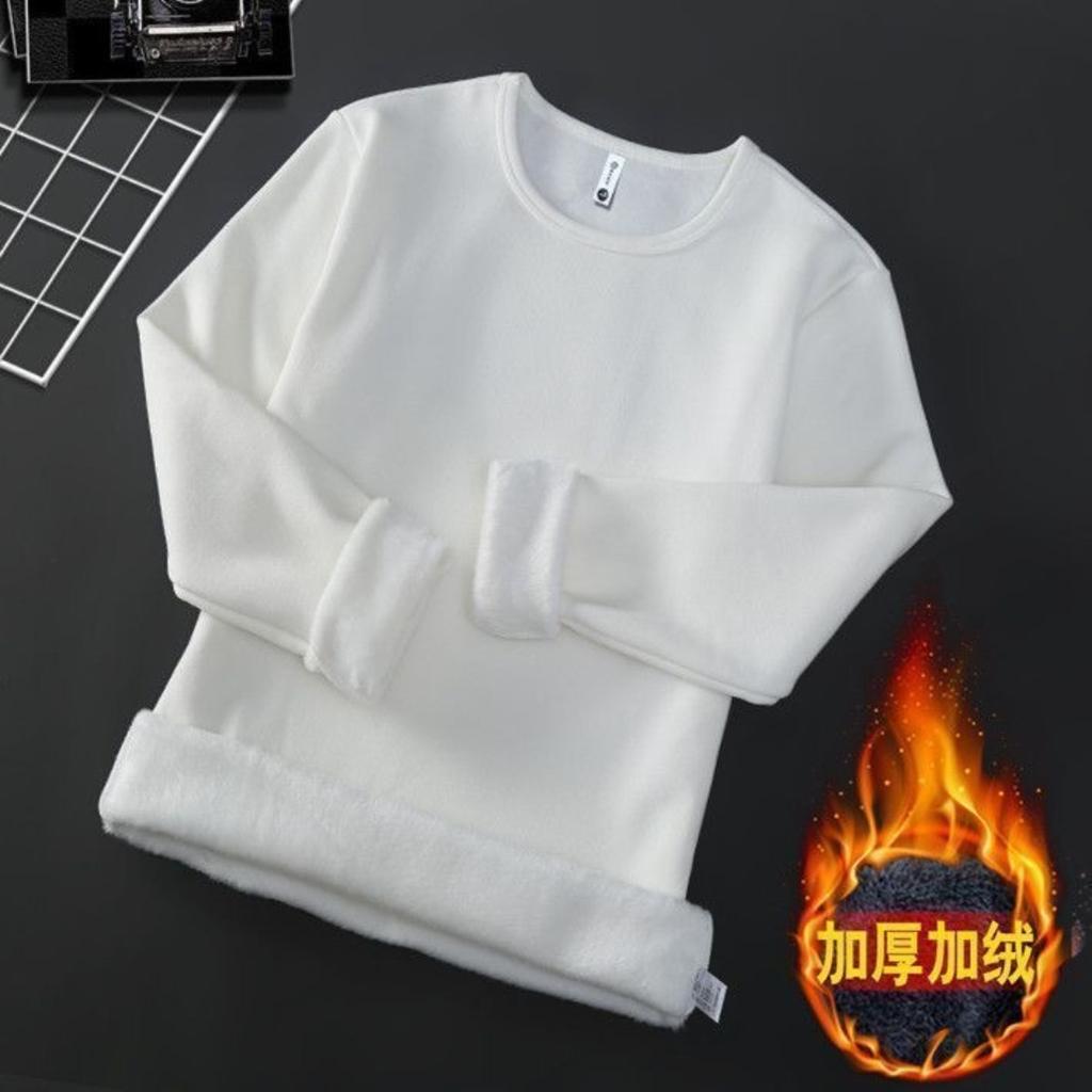 Jesienno-zimowy męski gruby i nieodwrócony aksamitny ciepły T-shirt z długim rękawem i okrągłym dekoltem koszulka bazowa i T-shirt z długim rękawem