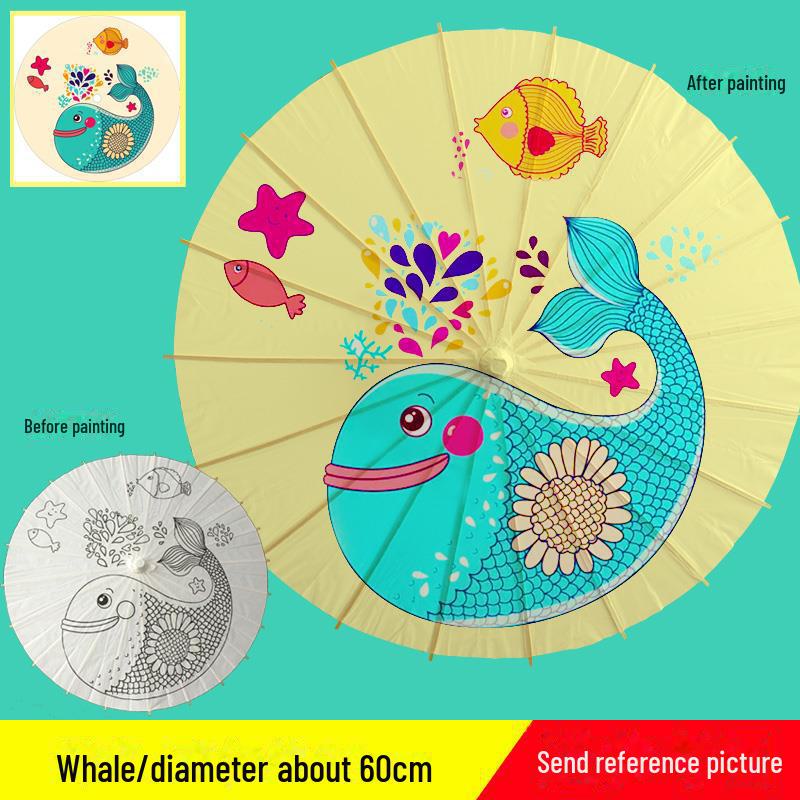 DIY Handbemaltes Weißes Ölpapier Schirm-Set für Kinder - Bastelprojekt im antiken Stil für den Kindergarten