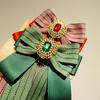 Korean Style Bow Tie With Striped Pattern And Rhinestone Accents For Women And Men