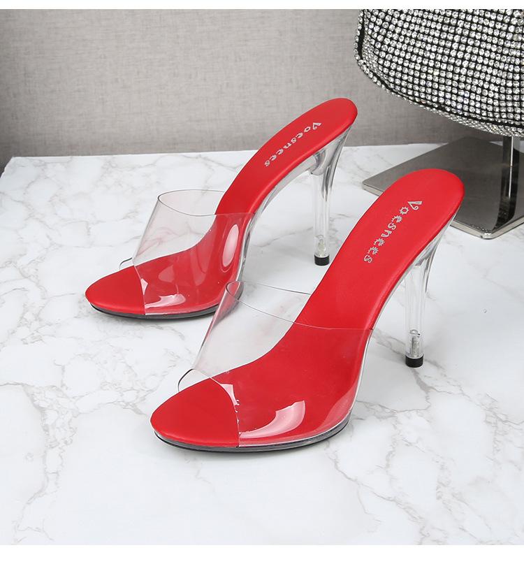 Przezroczyste PCV Kryształowe Sandały Na Wysokim Obcasie Antypoślizgowe Buty Damskie Seria 19861 Obcas 11 cm LFD