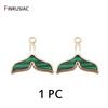 14K Gold Plated Brass Small Cute Mermaid Whale Tail Charm Pendant For Jewelry Making DIY Bracelets Necklace Earring Findings