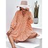 Women's Fashionable V-neck Fresh Printed Temperament Seven Inch Sleeve Dress
