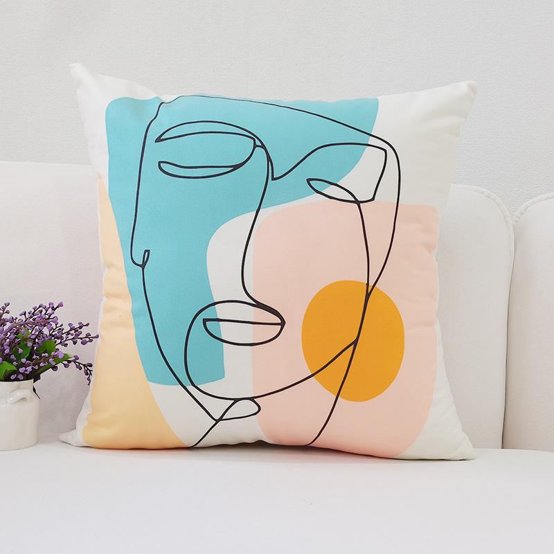 Nordic New Geometric Pillowcase Abstract Print Simple Bedside Sofa Car Cushion Pillowcase Does Not Include Pillow Core
