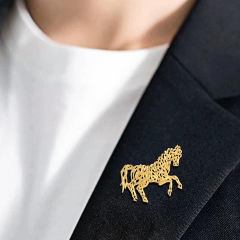 Intricate Chinese Horse Designs Metal Pin Artistics Hollow Craftsmanship Stylish Outfit Enhancer