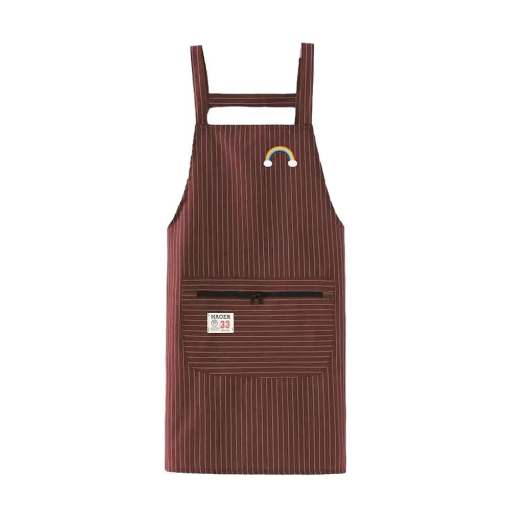1Pcs Simple Waterproof Apron Wear Resistant Anti-Fouling Anti-Oil Zipper Large Pocket Apron Home Kitchen Apron