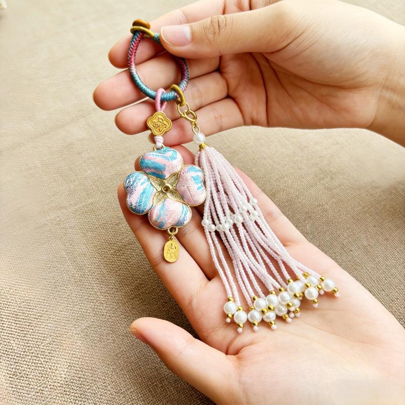 Pure Handmade Song Brocade Horse Pendant Charm – Double-Sided Fortune & Prosperity Tassel Ornament