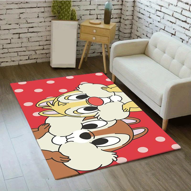 1pc Chip and Dale Pattern Area Rug Soft Flannel Floor Mat for Living Room,Office,Bedroom and Carpet