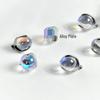 F136 Titanium Alloy 14g Iridescent Glass Spike Tongue Stud with Internal Thread