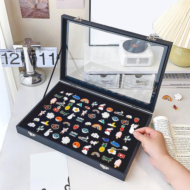 Large Plush Pin Display Case Shadow Box Frame for Wall or Tabletop Portable Medals And Jewelry Organizers