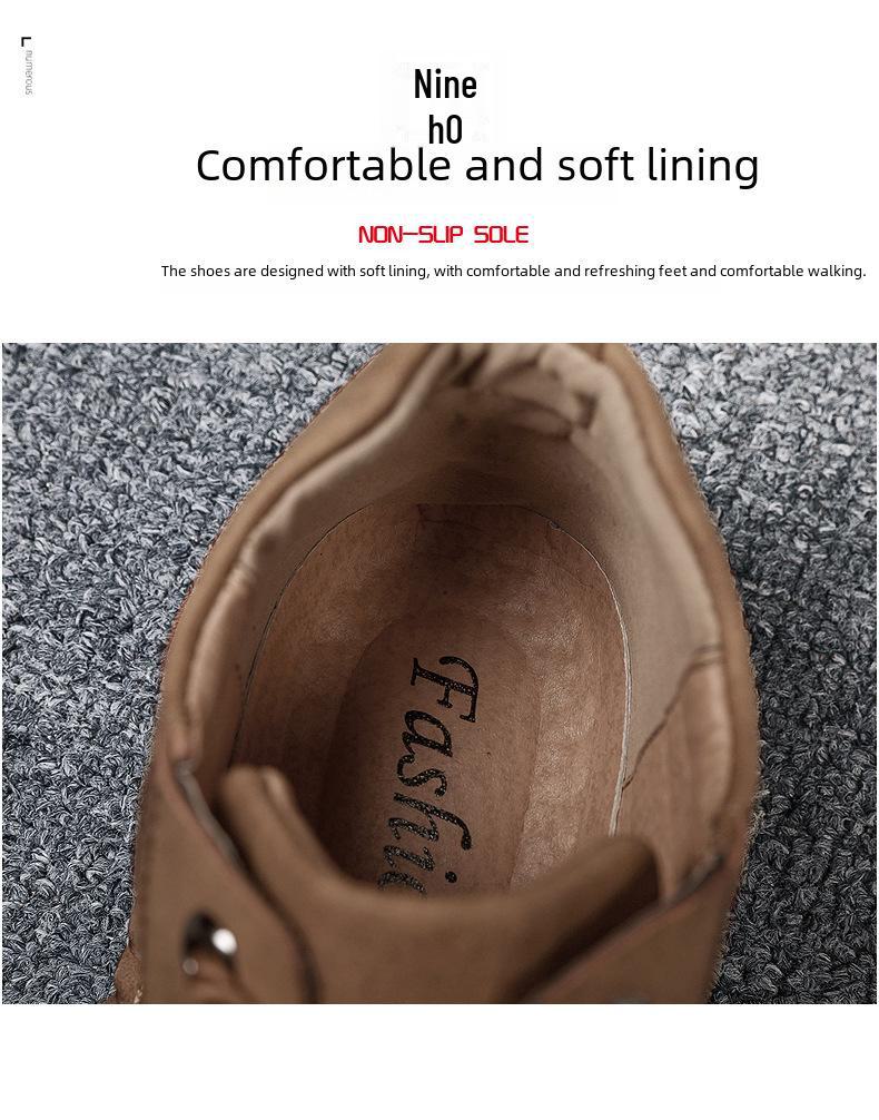 Herren-High-Top-Martin-Stiefel mit Reißverschluss an der Spitze und Samtfutter – handgenähte Kurzstiefel für den Outdoor-Einsatz in großen Größen.