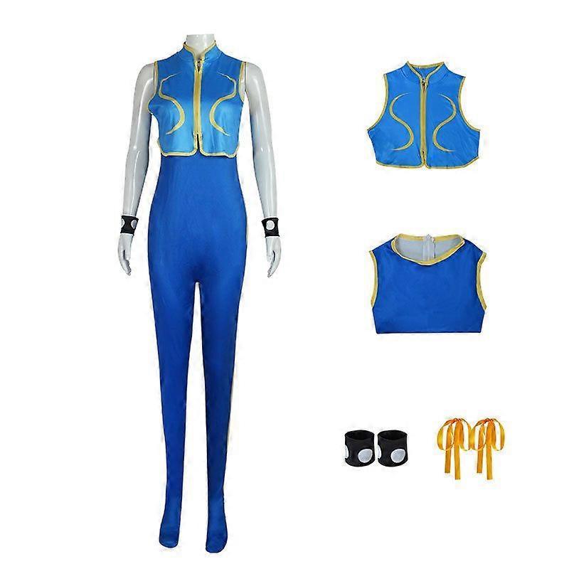 Street Fighte 6 Chun-Li Cosplay Costumes Jumpsuit Bodysuit Party Fancy Dress for Womens