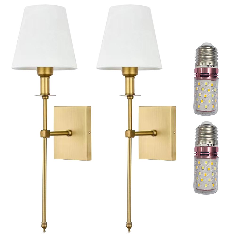 

2Pcs Simple Bedroom Lamp Nordic Style Single Head Creative Wall Lamp LED Wall Mounted Light 3000K-6000K for Hotel Living Room with Bulb золотий