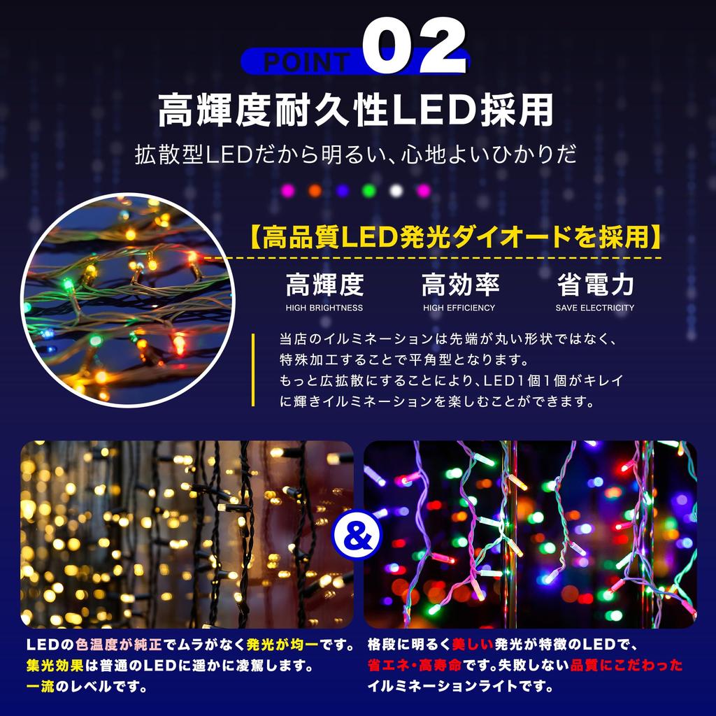Icicle Illumination Lights, 5 Colors, Controller Included, Waterproof, 120 LEDs, 5m, Durable, 8 Light Patterns, Outdoor, Waterproof, Garden Lights,