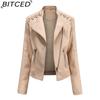 BITCED Spring/Autumn Women's Leather Jacket - Short Fit, Slim-Cut, Lightweight Leather Coat, Biker Style