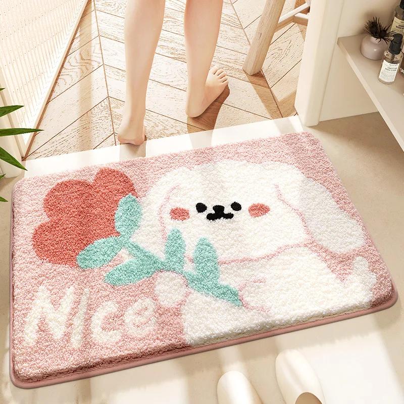 Adorable Dog Bath Mats - Premium Plush Microfiber Bathroom Rug, Super Absorbent Quick-Drying Pet Foot Mat for Bathroom Decor