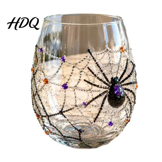 Gotische Bar-Accessoires Halloween Glasbecher Geprägte Kürbis Geist Katze Fledermaus Trinkglas Vintage-Thema Gruselige Stiellose Getränkebecher