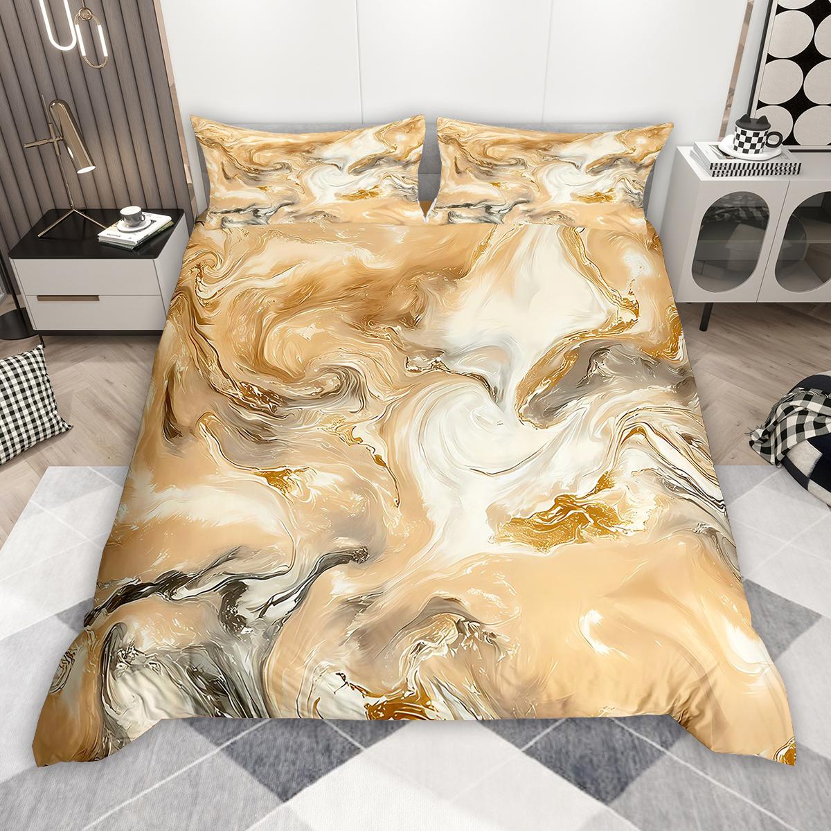 

Homewish Aesthetic Marble Duvet Cover Set 2pcs/3pcs for Girls, Watercolor Marbling Bedding Set, Abstract Oil Painting Bed Set DE XS 100x135cm 2pcs&set