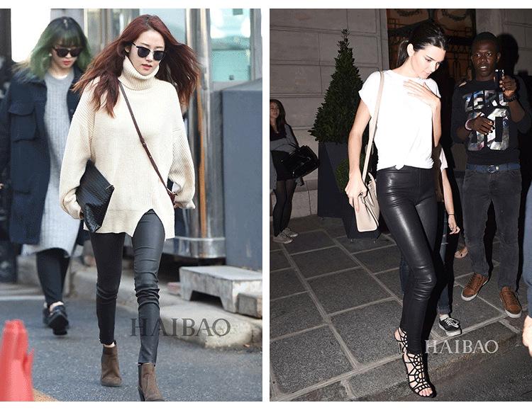 Women's High-Waist Slimming Lambskin Leather Pants: Sexy, Hip-Hugging, Casual, Long, and High Elasticity