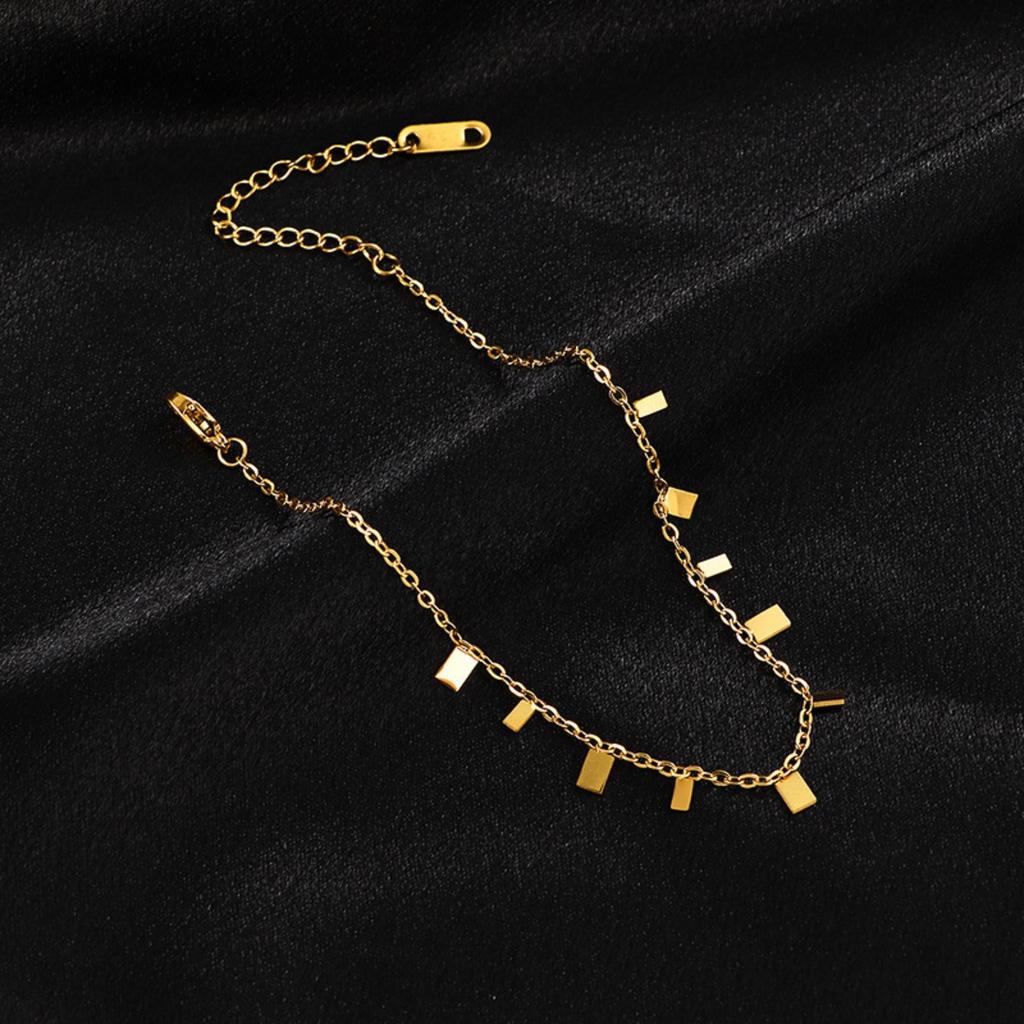 Gold Color Small Square Ankle Bracelets for Women, Chain with Butterfly Zircon Jewelry Bohemia