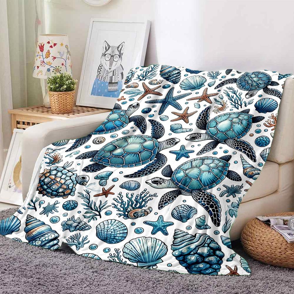 1 Stück Decke mit Meeresschildkrötenmuster, Warm, Gemütlich und Weich, Geeignet für Sofas, Betten, Autos und Büronutzung. Perfekt für Camping und Reisen, was sie zu einer großartigen