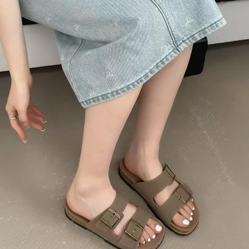 Fashion 2025 Comfortable Women's Cork Sandals Summer Outdoor Slippers Thick Bottom Beach Slippers