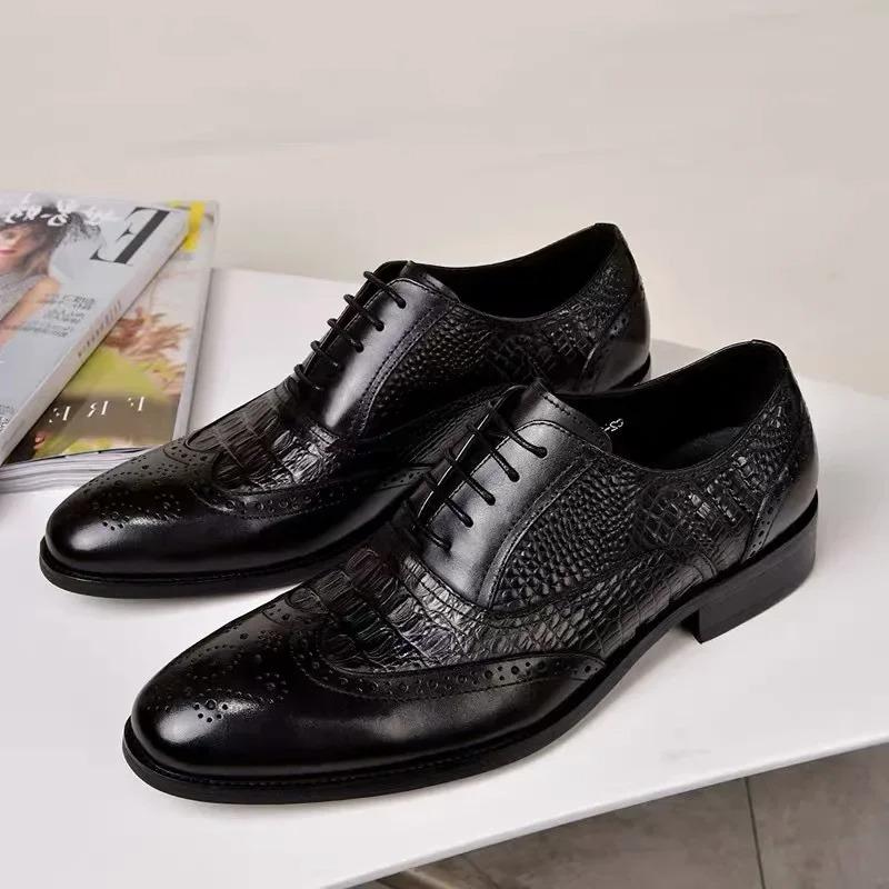 Luxury British Style Men's Casual Shoes Office Oxford Mens Leather Shoes Comfortable Wear-resistant Large-size Male Formal Shoes