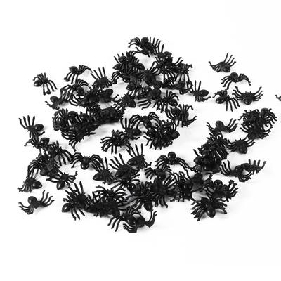Lot de 50 petites araignées noires en plastique de 2 cm, jouets pour blagues amusantes et réalistes pour Halloween