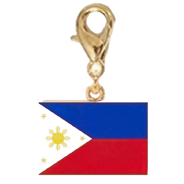 Stainless Steel Country Flag Bracelet Pendant Hand Chain Charm Travel Wristlet Keychain with Lobster Clasp and Small Profile