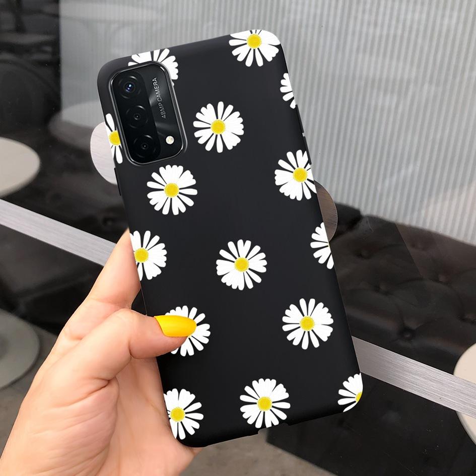 A74 Fodral För OPPO A74 CHP2219 Fodral Lyxigt Fjäder Dinosaurie Daisy Mönster Bakre Skydd För OPPO A74 5G CPH2197 A 74 Mjuk Capa
