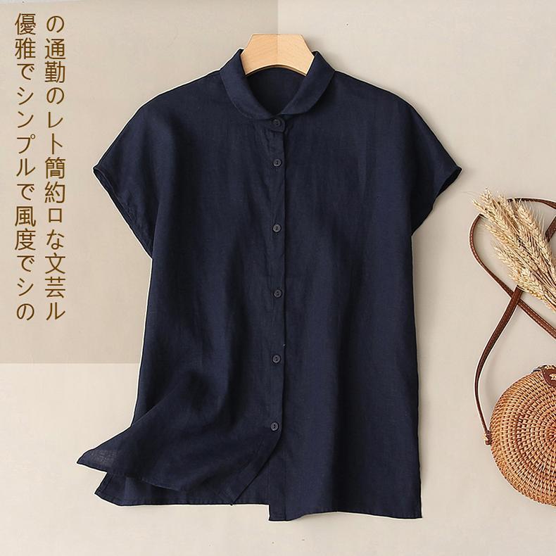 Women Summer Cotton Linen Short Sleeve Shirt Loose Vintage Casual Blouse Breathable Retro Daily Top 2026 New Arrival