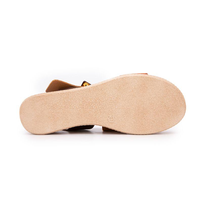 Sandales cuir boucle effet écailles de tortue nuances de marron Femme BIOSTOCK