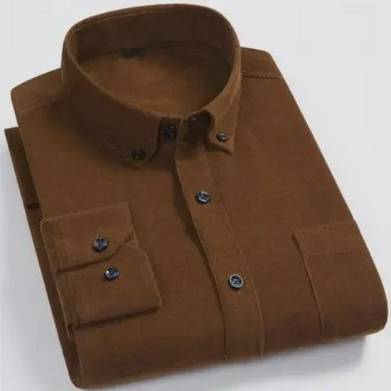 

Мужская свободная вельветовая рубашка с длинным рукавом, размер плюс, коллекция осень 2020 г. 3XL (135-150 cm)