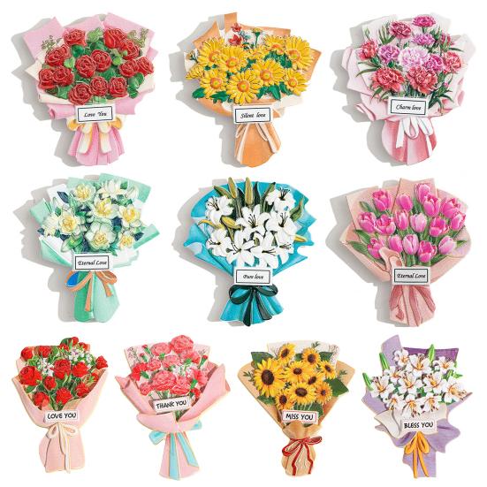 Simulated Bouquet Refrigerator Magnet Resin Flower Fridge Magnet Home Office Kitchen Cabinet Locker Whiteboard Decoration