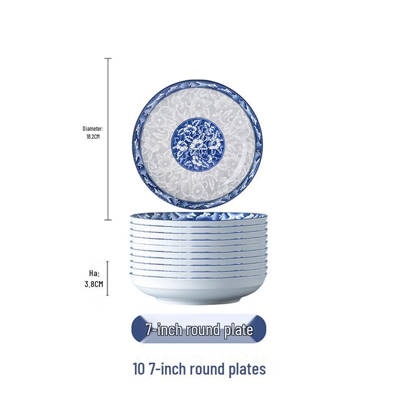 Blau-Weißes Ruyi-Quadrat-Porzellanteller - Ideal für Mahlzeiten, Obst, Gedämpfte & Gebackene Gerichte