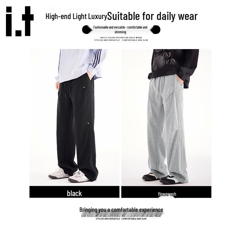 :CHOCOOLATE Men's Pleated Straight-Leg Casual Pants