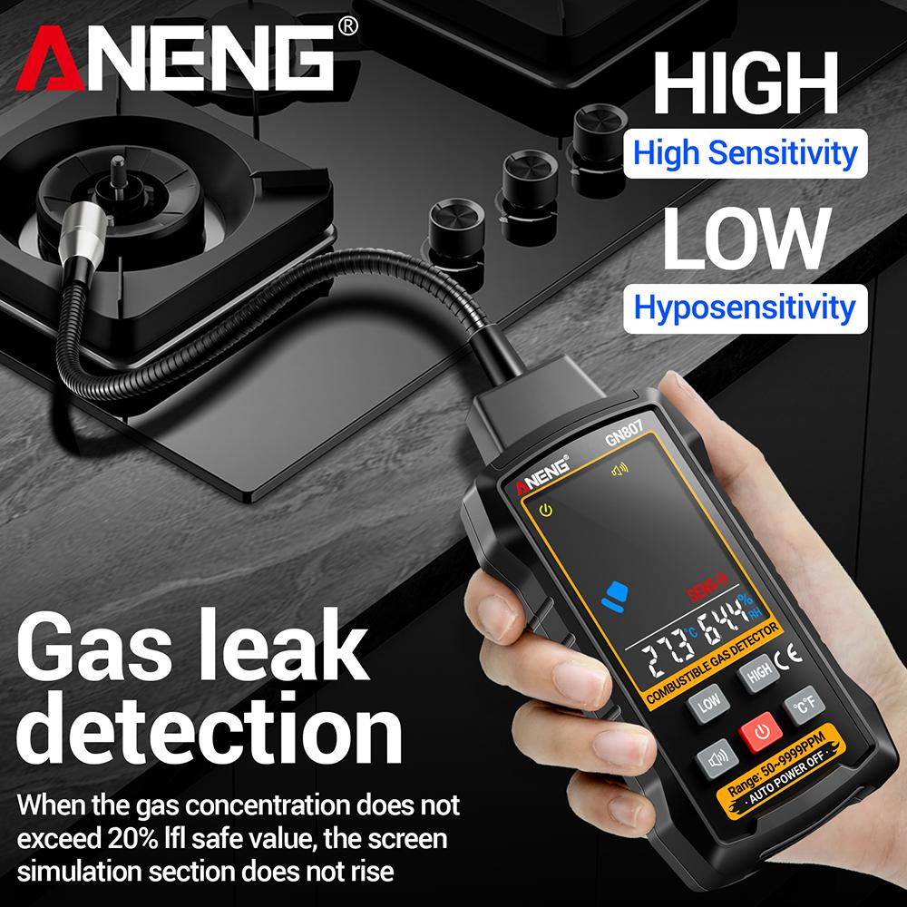 ANENG GN807 Combustible Gas Detector Gas Leakage Tester 50~10000PPM Car Air Conditioner AC Freon Halogen Household NaturalGas Leak Detector with Alarm