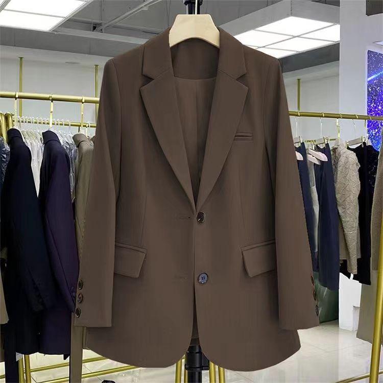 Mode Herbst Neue Blazerjacke Damen Lässig Taschen Langarmjacke Arbeitsanzug Mantel Büro Dame Einfarbig Schlank Schwarz Blazer