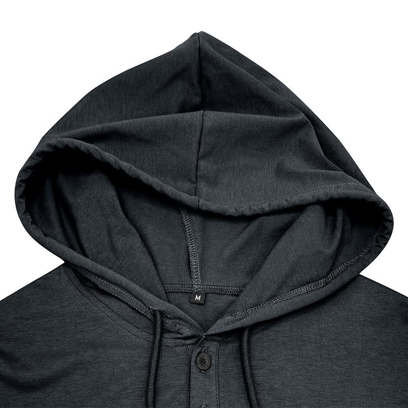 Men's Cross-border Henley Sport Hoodie: Short Sleeve Outdoor Running Fitness Top