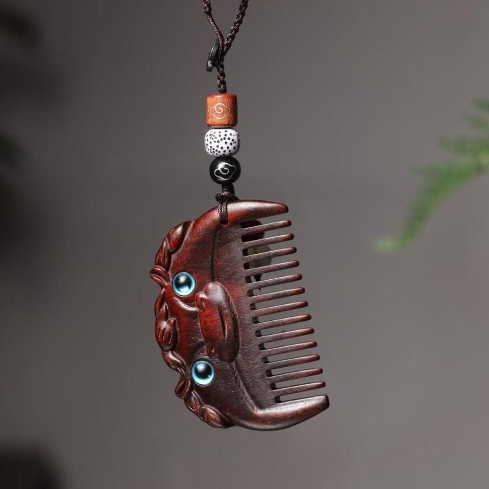 Wooden Wooden Hair Comb Wood Massager Fine Tooth Comb Head Oil Massager Pocket Comb Hair Care