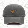 Pc Vintage Washed Hat with Leopard Print Heart Unisex Solid Baseball Cap Suitable for All Seasons Leopard Print Design Idea
