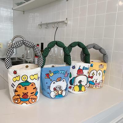 Women Cartoon Handheld Lunch Printed Bucket All Match Canvas Bag