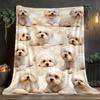 1 Stück Bequeme Weiße Flauschige Hundedruck-Decke - Leichte, Weiche Fleece-Decke, Geeignet für Sofa, Bett, Reisen und Camping - Warmes Digitales Design w