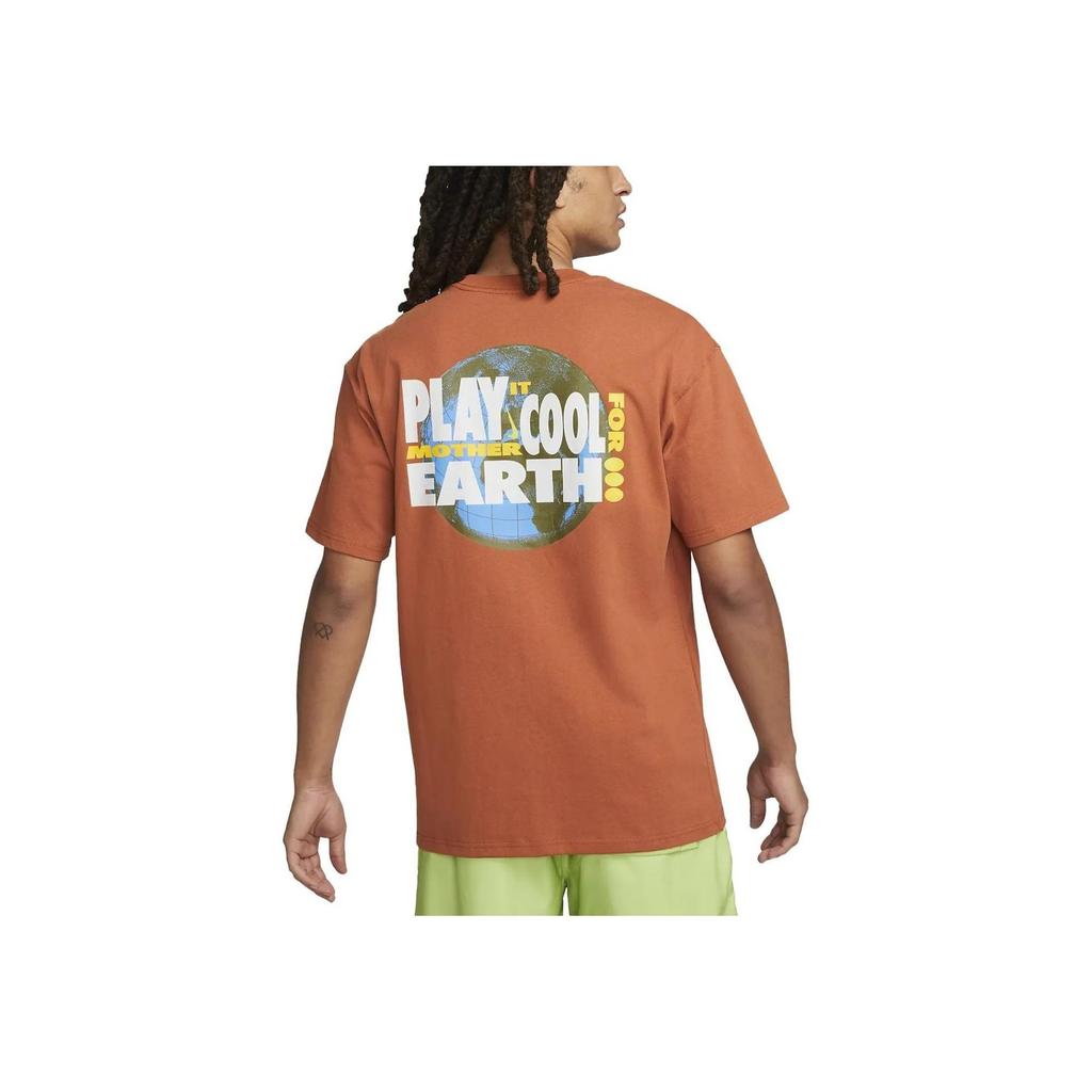 Nike Sportswear Alphabet Print Crewneck T-Shirt Men Tops Dark-Reddish-Brown FB9812-246